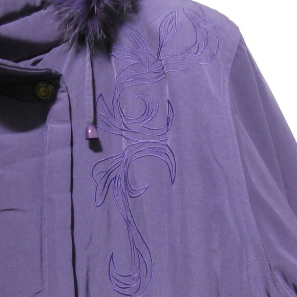 LAURA PETITES | large | Long Purple Winter Coat with Faux Fur Collar | GUC - Picture 8 of 16